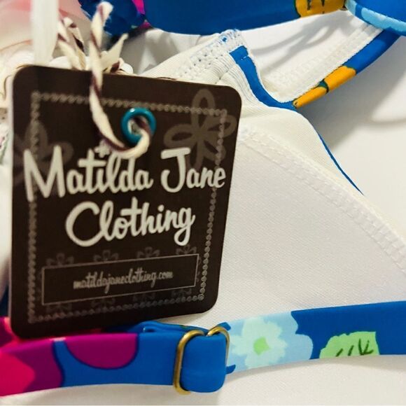 NWT New Matilda Jane To The Beach Bright Floral Tankini Swim Top M Blue Pink - Picture 9 of 9